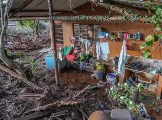 Bergbau in Brasilien: Dammbruch in Brumadinho Bergbau in Brasilien: Foto der Spuren der giftigen Schlammwelle.
