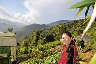 Böll.Thema - Landschaftsfoto mit Frau in Sikkim, Indien