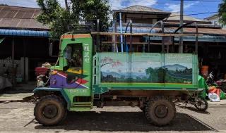 "Smooth Sailing" (一帆风顺) on the Myanmar-China Road. Seen in Hseni, Northern Shan State, Myanmar, 19.06 2019. Truck on the streets of Myanmar