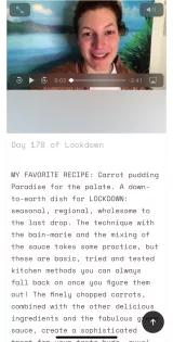 Screenshot eines Videos mit der Unterschrift: "My Favorite Recipe: Carrot pudding Paradise for the palate.