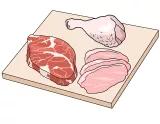 Viel Fleisch auf einer Platte ist abgebildet