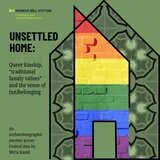 Titelblatt: Grafik mit stilisiertem Haus, gefüllt mit Regenbogenfarben auf Ziegelmuster, umgeben von traditionellem Ornamentmuster auf grünem Grund.