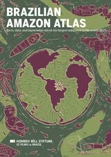 Illustration of a world map on a lily pad with Amazon animals, plants, buildings, and a boat. Text is overlaid on the image