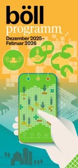 Das Cover des Böllprogamms von Dezember 2025 bis Februar 2026 zeigt einen grün stilisierten Handybildschirm vor orange-blauem Grund.