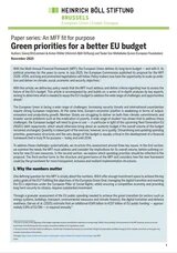 Cover page of a Heinrich Böll Foundation report titled “Green priorities for a better EU budget”.