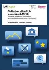 Cover der Studie „Selbstverständlich europäisch 2026“ mit Symbolen zur Europapolitik.