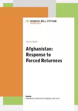 Titelblatt eines Policy Briefs der Heinrich-Böll-Stiftung mit dem Titel "Afghanistan: Response to Forced Returnees" (April 2024).