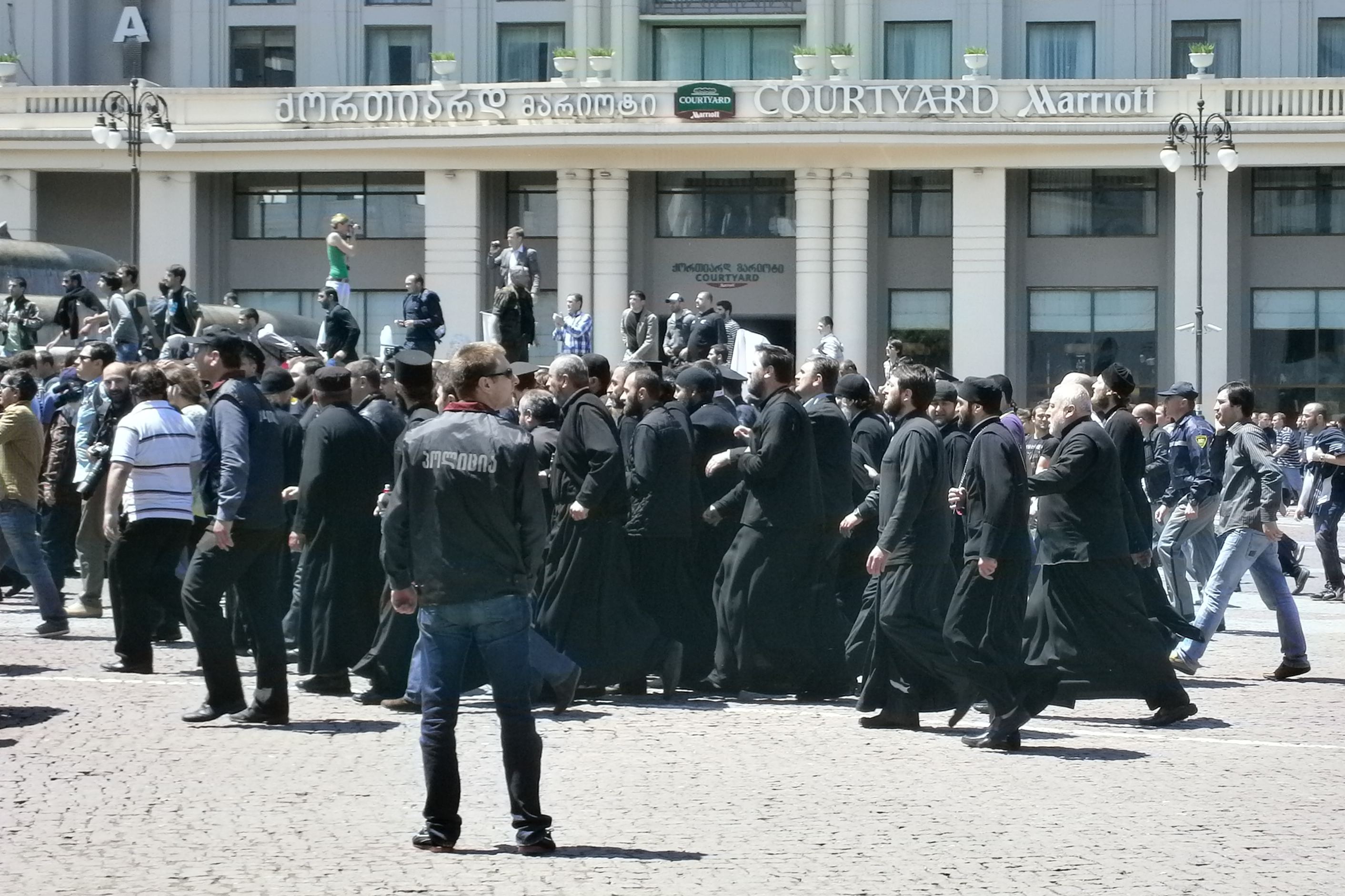 Counter-demonstrators ultra-orthodox groups aigainst the LGBTI demonstration on May 17, 2013, Tbilisi, Georgia Counter-demonstrators ultra-orthodox groups aigainst the LGBTI demonstration on May 17, 2013, Tbilisi, Georgia