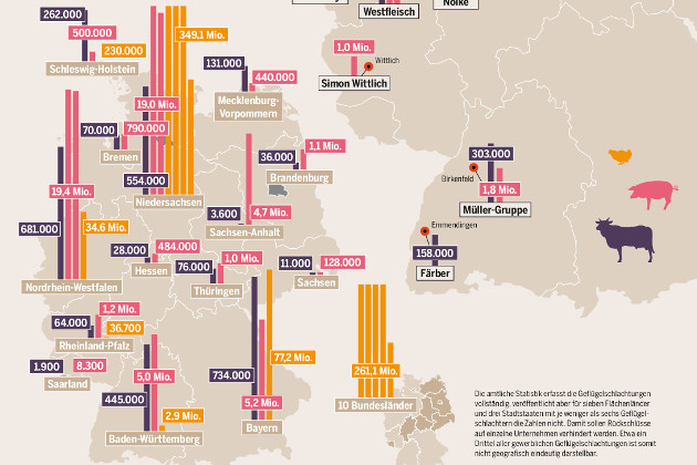 Ausschnitt aus der Grafik: Schlachtungen nach Fleischkonzernen und Bundesländern, 2014