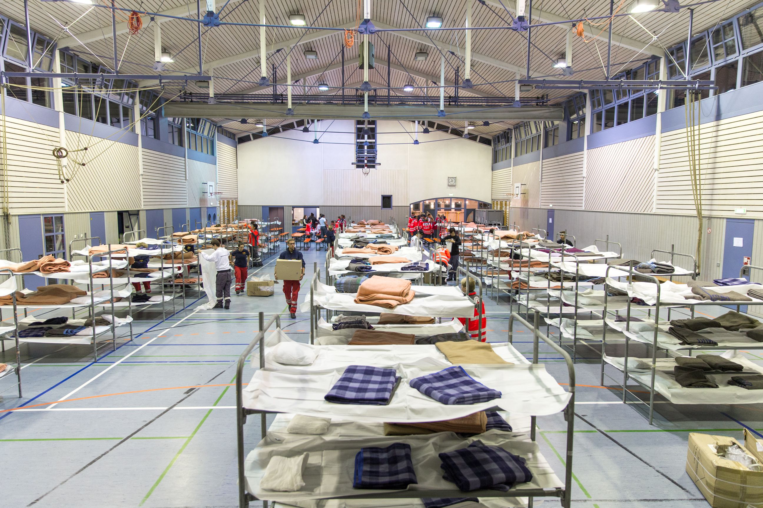 Notunterkunft in Mainz, aufgenommen September 2015 Notunterkunft in Mainz, aufgenommen September 2015