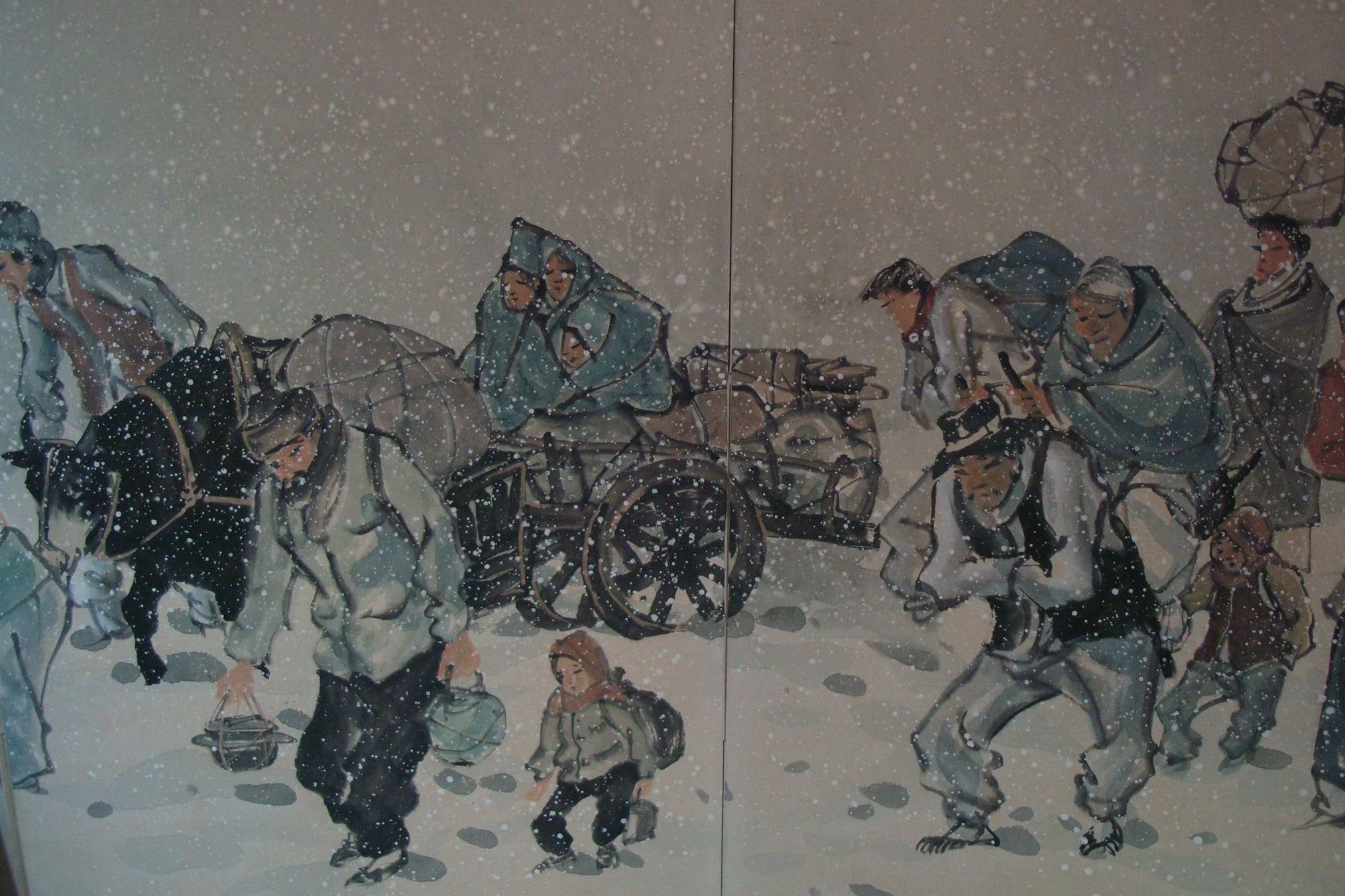 Familien auf der Flucht im Winter Familien auf der Flucht im Winter