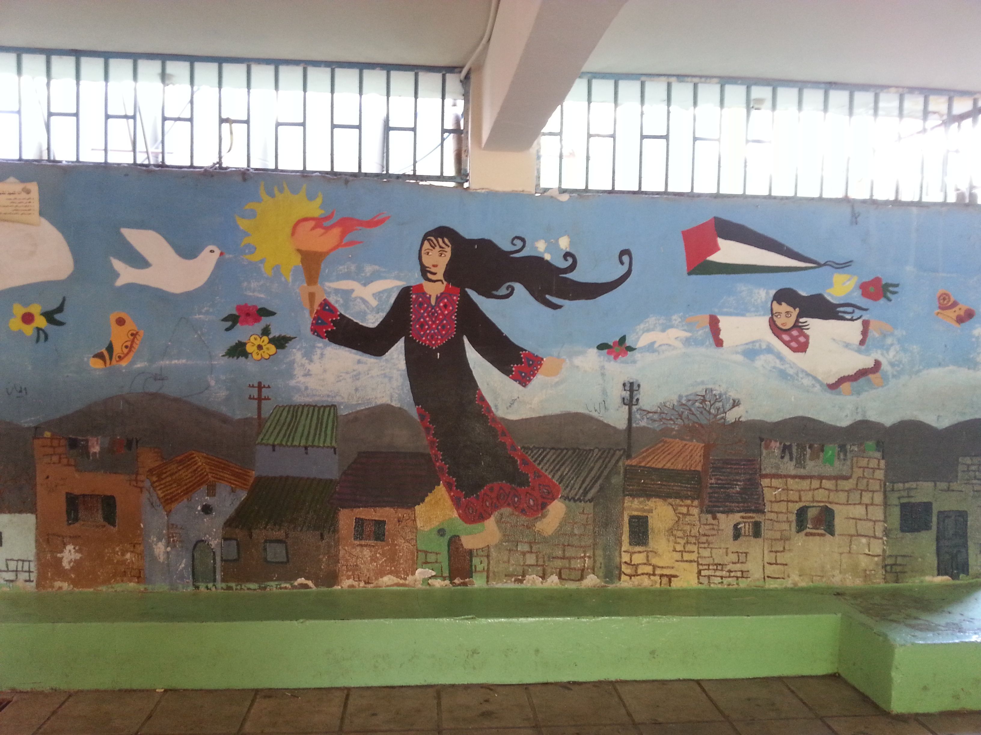 Mural in a refugee school in Shatila, Lebanon