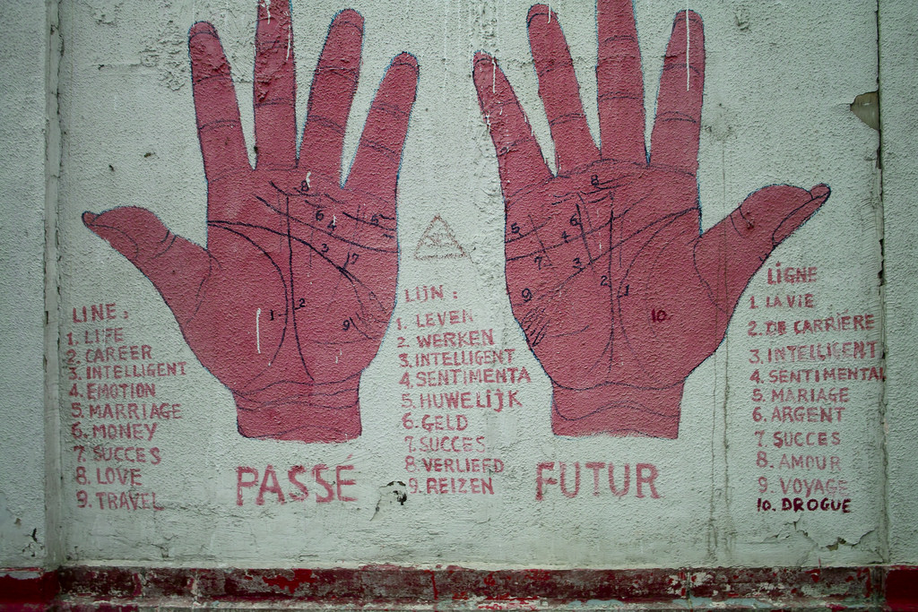 Brussels - Christmas 2009 Street Art in Brussels showing the lifelines of two hands