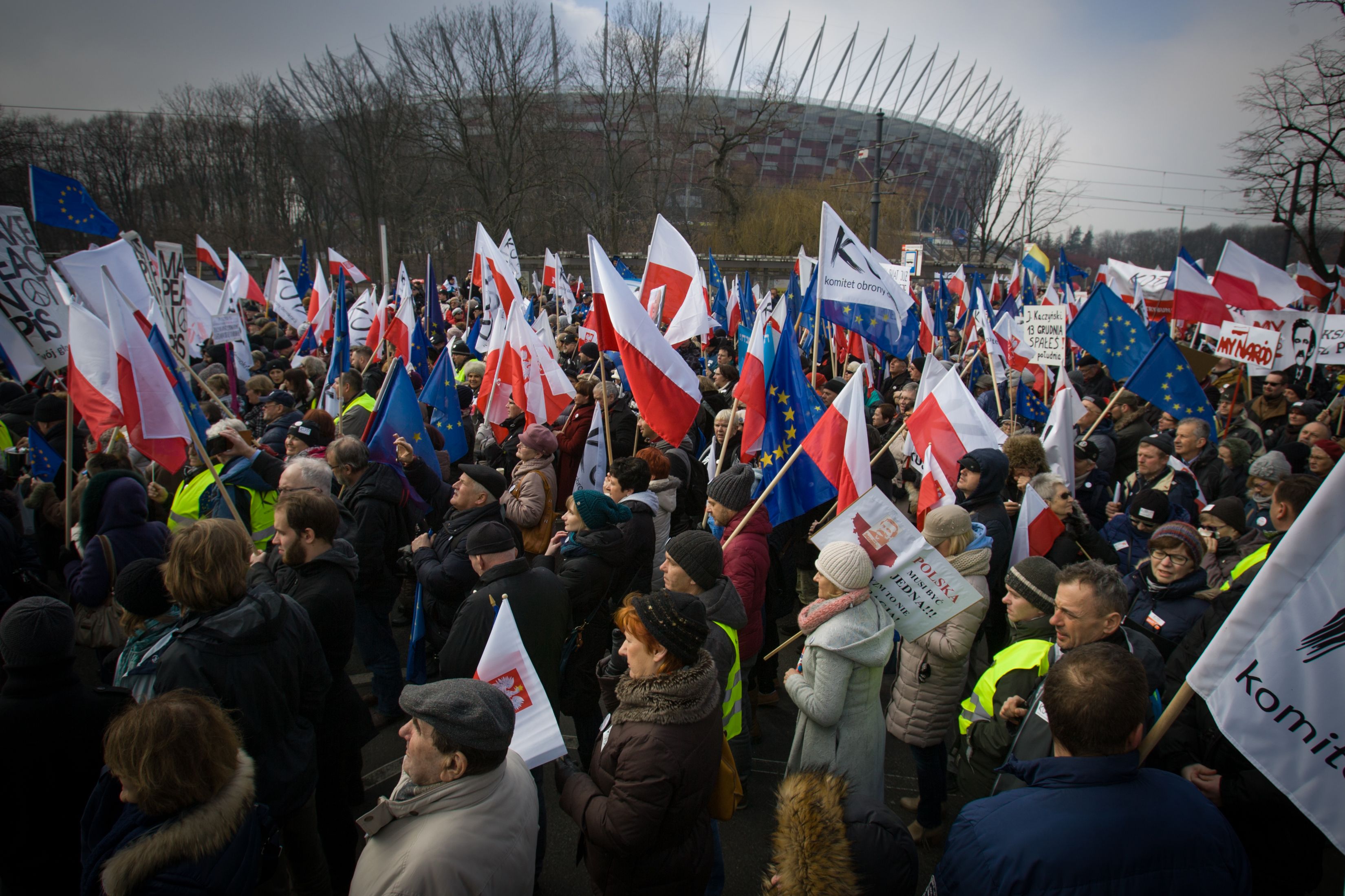 KOD Warsaw Demonstration in Warschau gegen die Politik der polnischen Regierung
