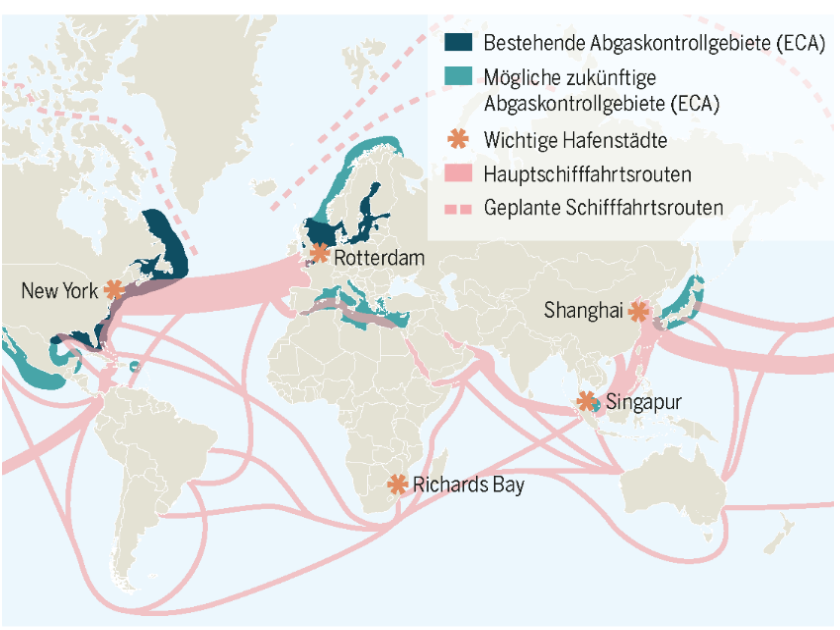 Aus dem Meeresatlas: Seeverkehr, Klimabilanz, Abgaskontrollgebiete Infografik aus dem Meeresatlas: Seeverkehr, Klimabilanz, Abgaskontrollgebiete