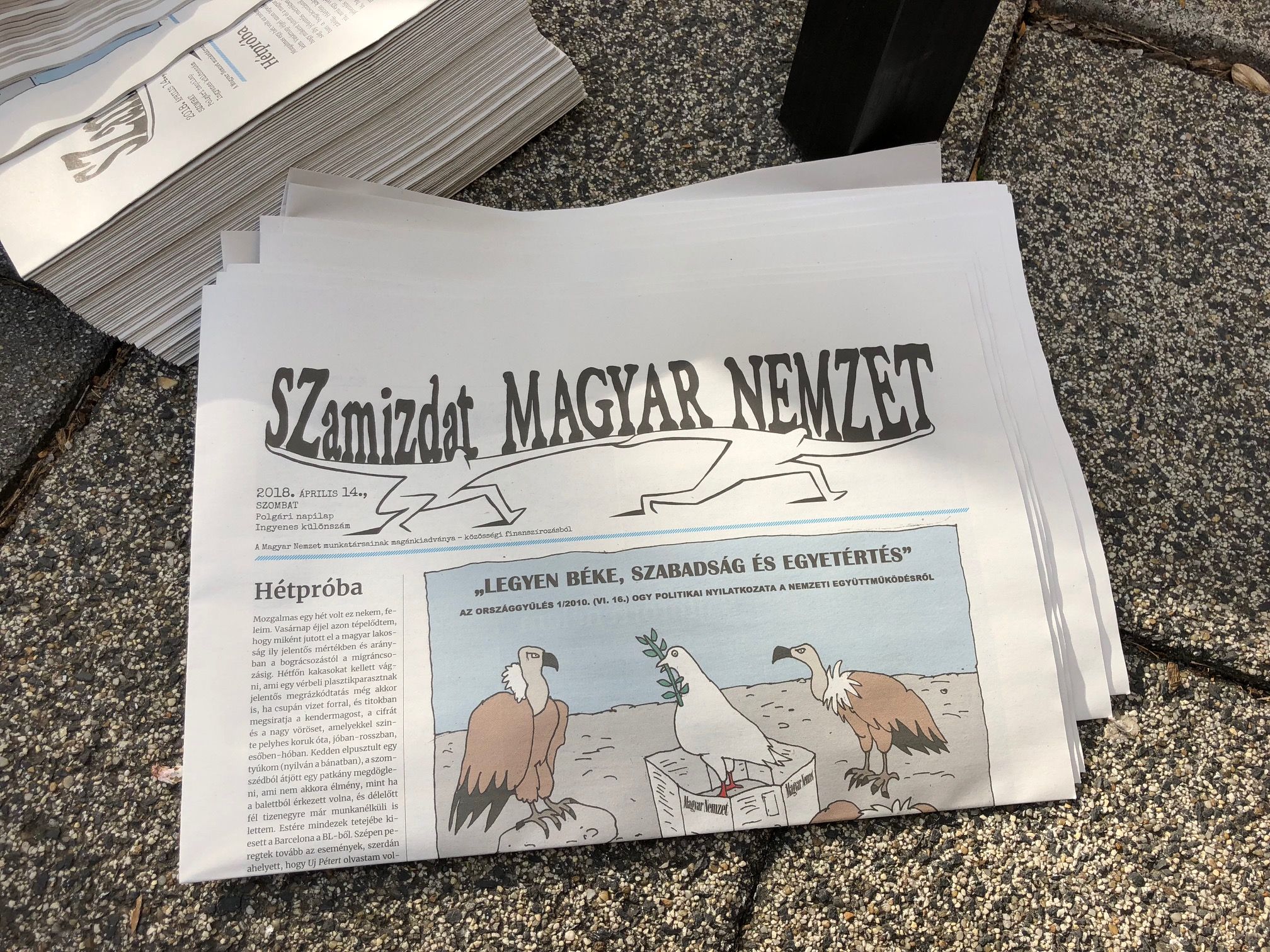 Special edition of the shut-down daily Magyar Nemzet in Hungary Special edition of the shut-down daily Magyar Nemzet
