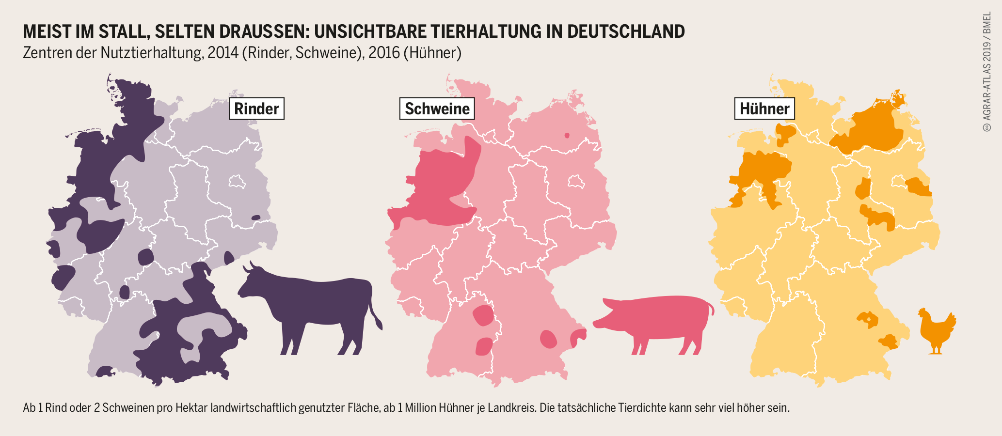 Agraratlas 2019 - Infografik - Zentren der Nutztierhaltung Agraratlas 2019 - Infografik - Zentren der Nutztierhaltung