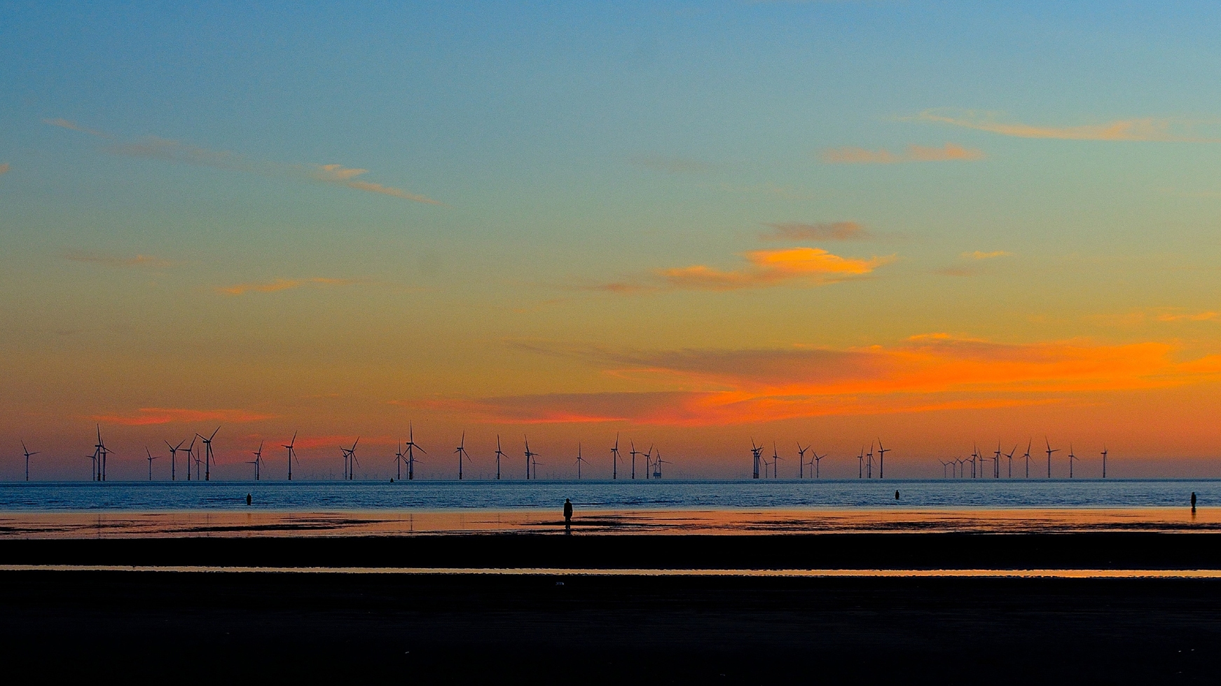 Windräder an der Küste von Liverpool Großbritannien Brexit Energie Windräder an der Küste von Liverpool Großbritannien Brexit Energie